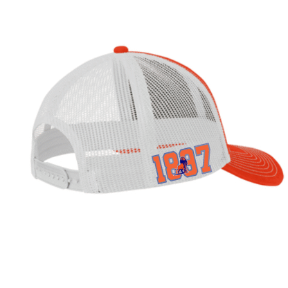 Orange white trucker side